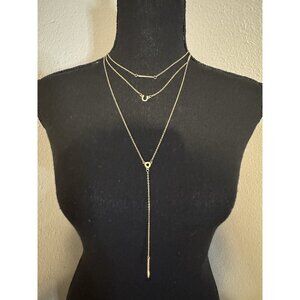 American Eagle Gold Tone 16.5" Long 3 Chain Horseshoe Statement Necklace NEW